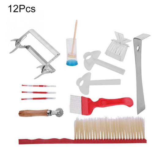 12Pcs Beekeeping Tool Kit, Worm Needle Nest Frame Clip Queen Bee Marked Bottle for Professional Beekeepers-0